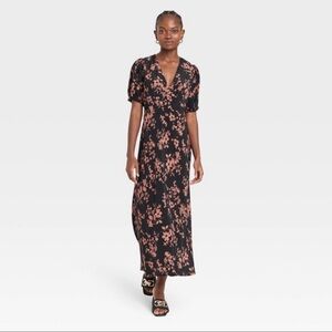 a new day Black and Pink Floral Maxi Dress
